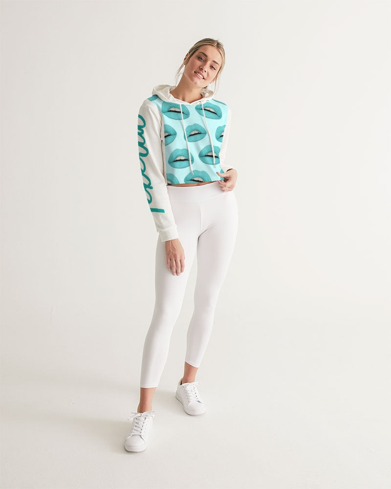 A Few Teal Kisses Women's Cropped Hoodie