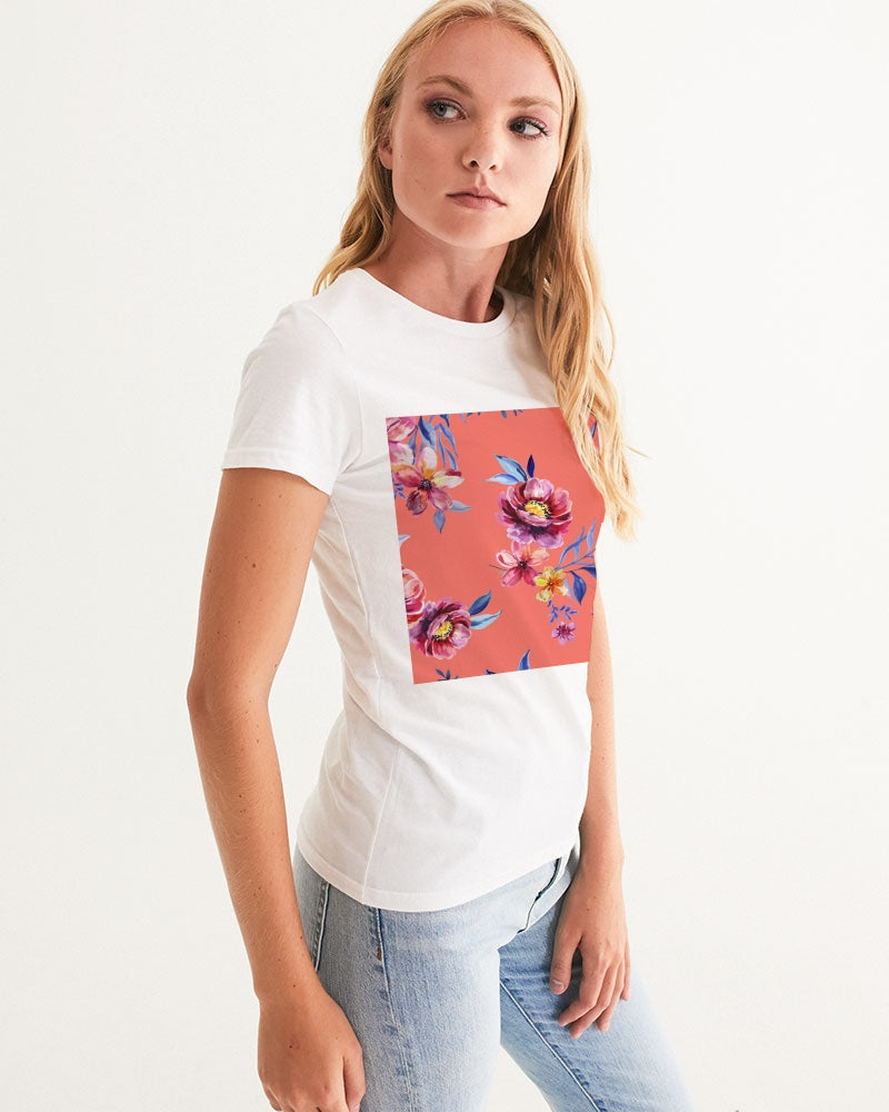 Peach Floral Women's Graphic Tee
