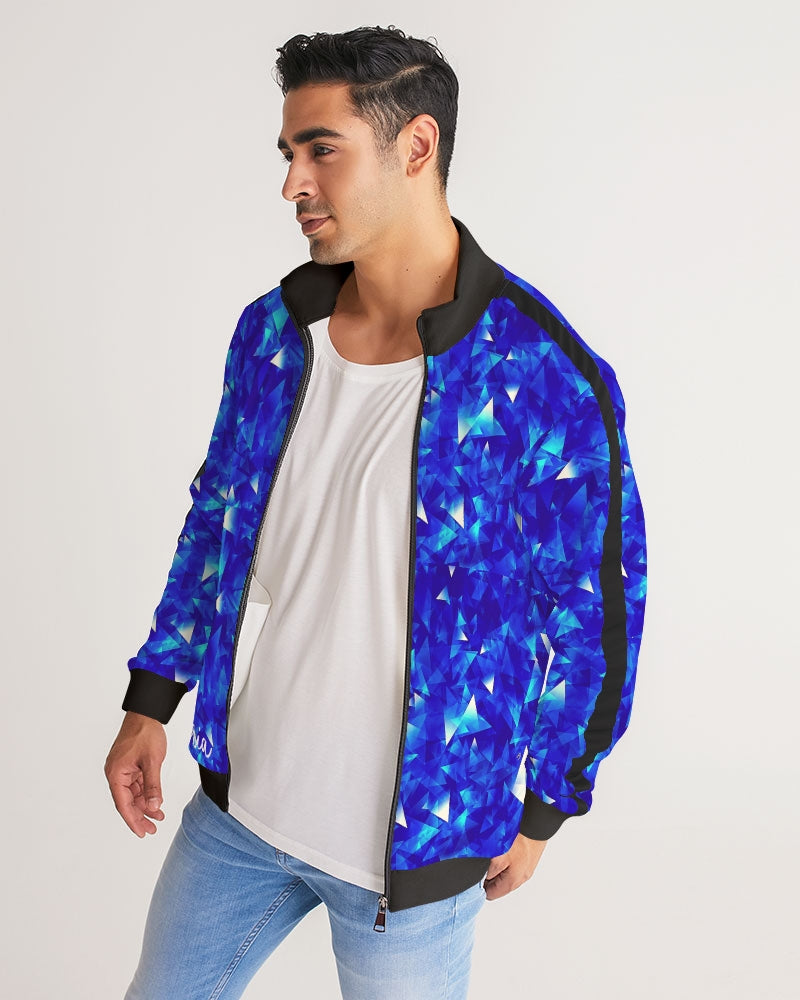 Crystal Blue Men's Stripe-Sleeve Track Jacket
