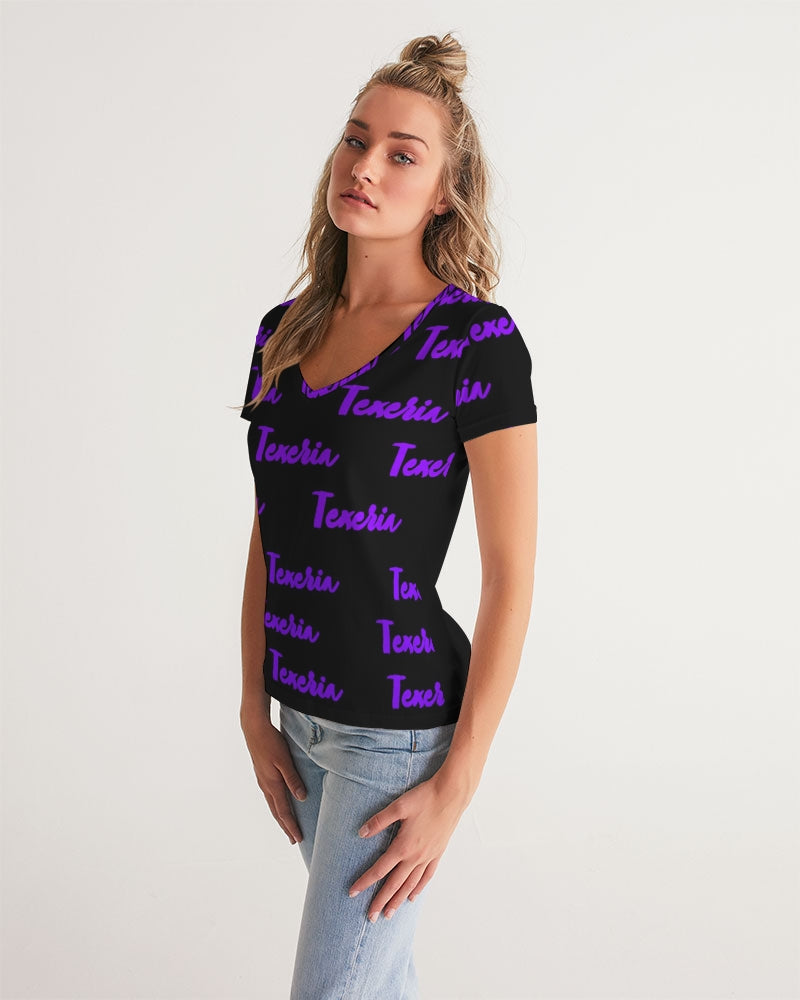 Texeria Monogram purple Women's V-Neck Tee
