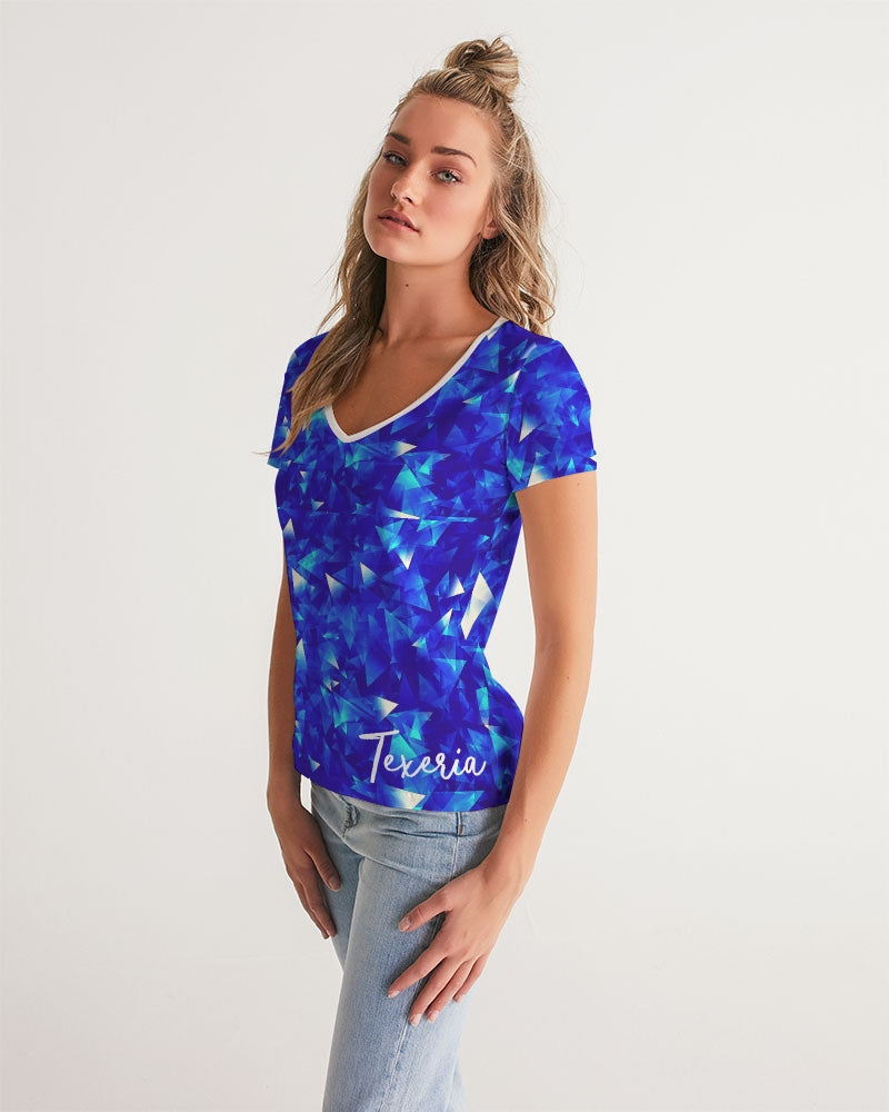 Crystal Blue Women's V-Neck Tee