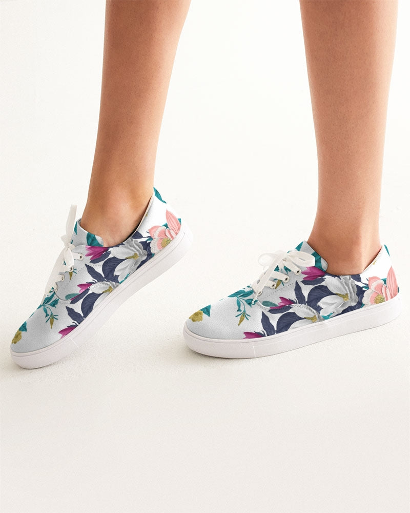 Warm Floral Women's Lace Up Canvas Shoe