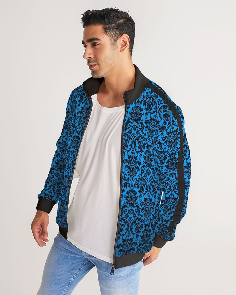 chandelier blue Men's Stripe-Sleeve Track Jacket