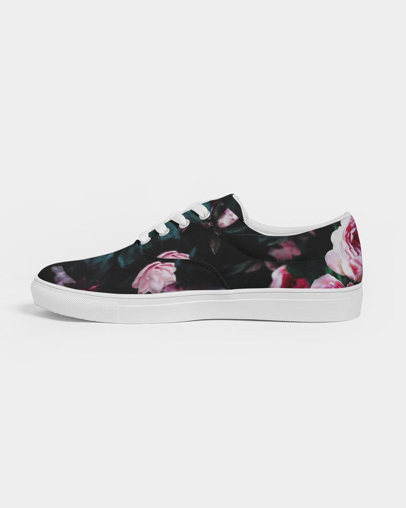 Dark Floral Women's Lace Up Canvas Shoe