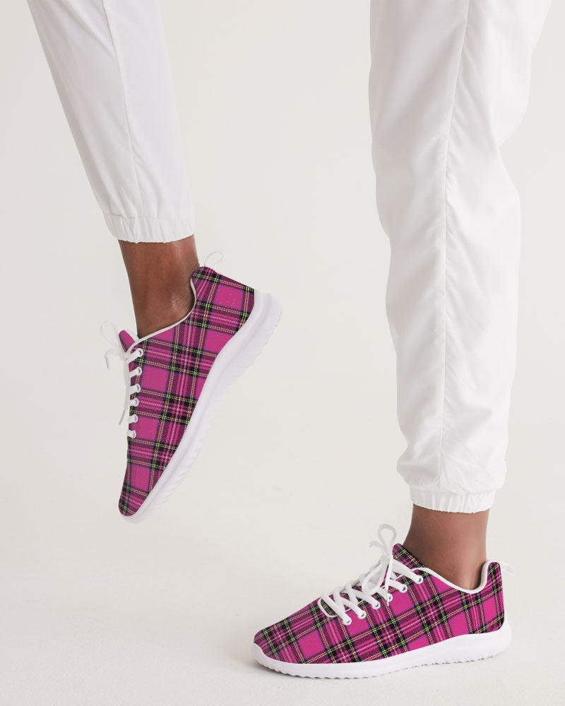 Pink Plaid Women's Athletic Shoe