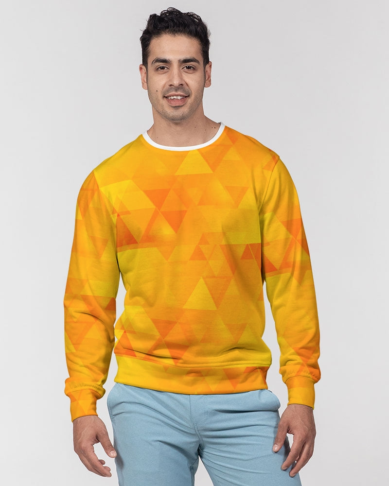 Orange Abstract Men's Classic French Terry Crewneck Pullover