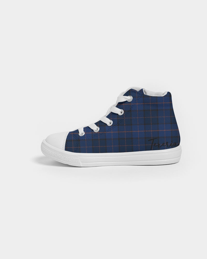 Blue Plaid Kids Hightop Canvas Shoe