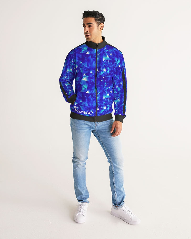 Crystal Blue Men's Stripe-Sleeve Track Jacket