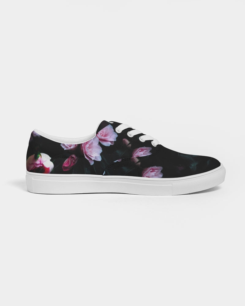 Dark Floral Women's Lace Up Canvas Shoe