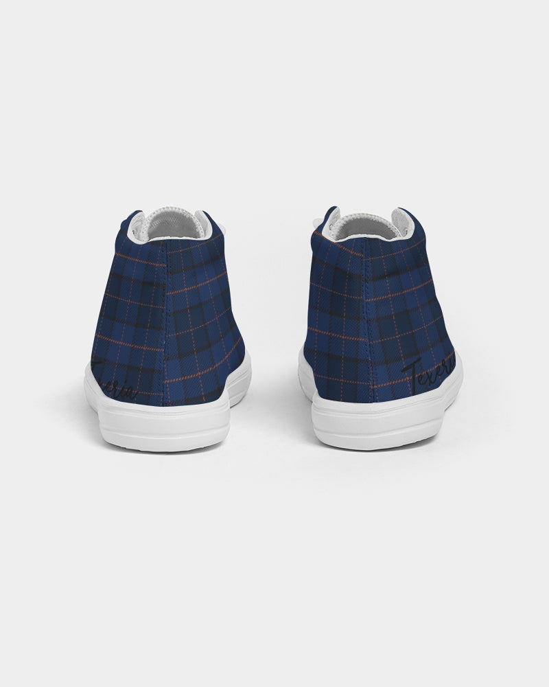 Blue Plaid Kids Hightop Canvas Shoe