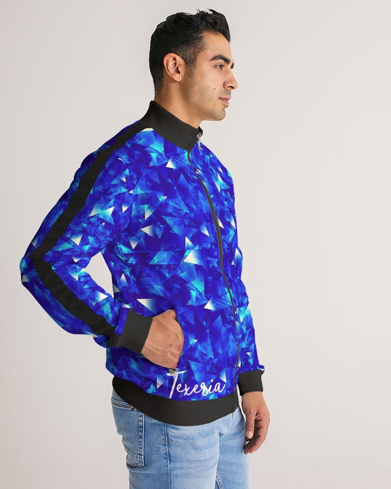 Crystal Blue Men's Stripe-Sleeve Track Jacket