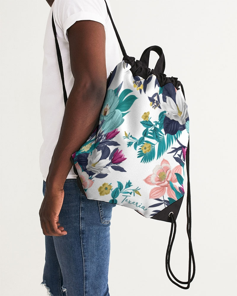 Warm Floral Canvas Drawstring Bag