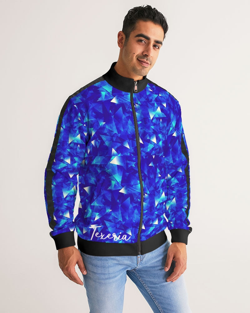 Crystal Blue Men's Stripe-Sleeve Track Jacket