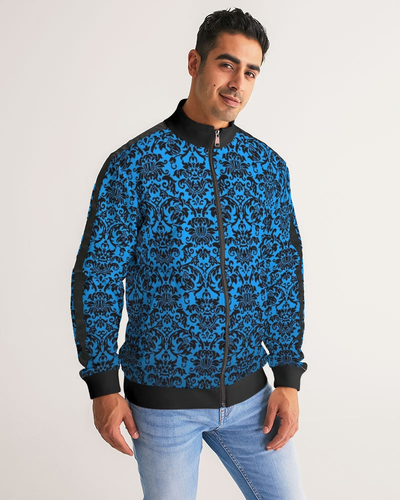 chandelier blue Men's Stripe-Sleeve Track Jacket