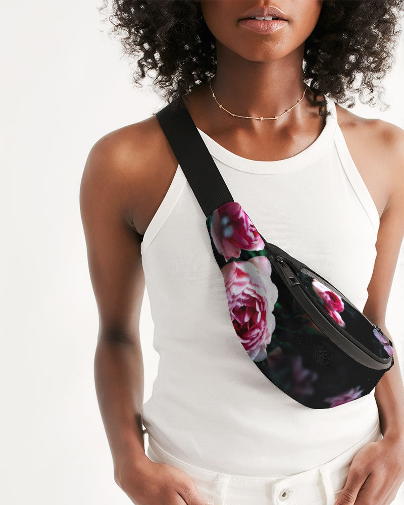 Dark Floral Crossbody Sling Bag
