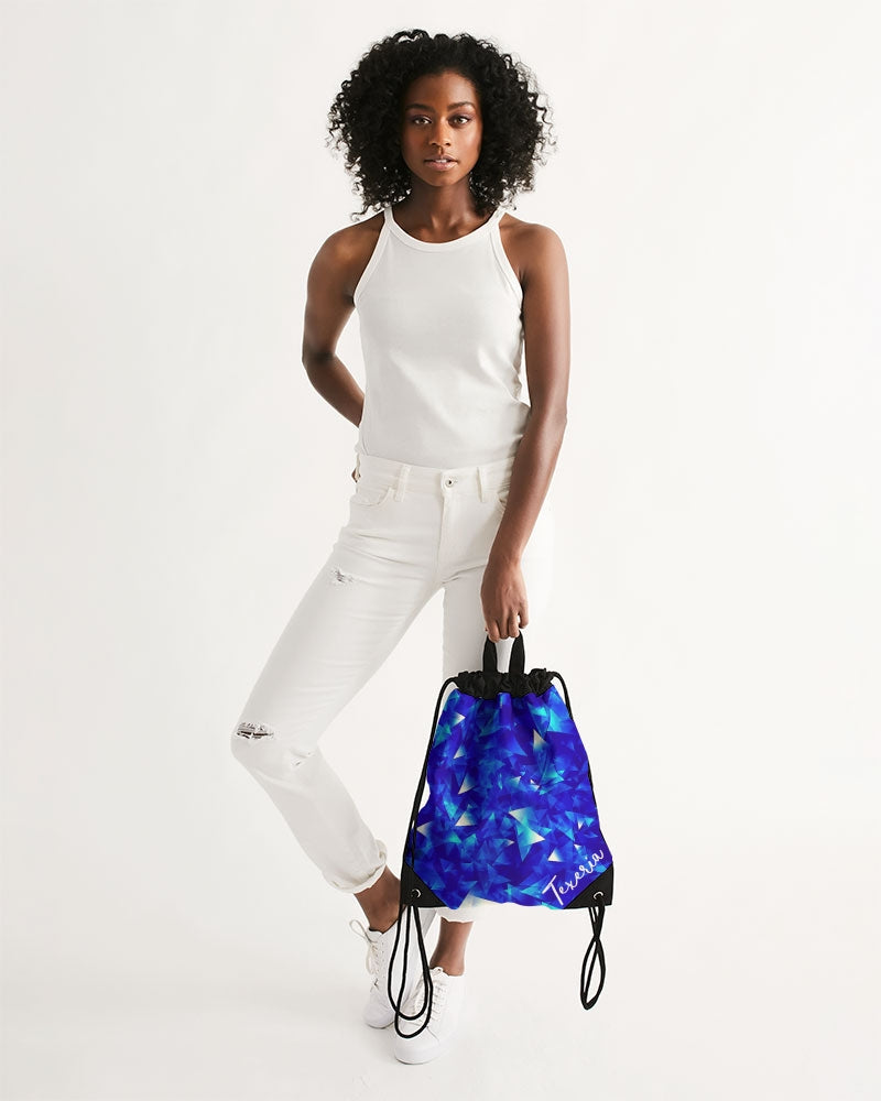 Crystal Blue Canvas Drawstring Bag