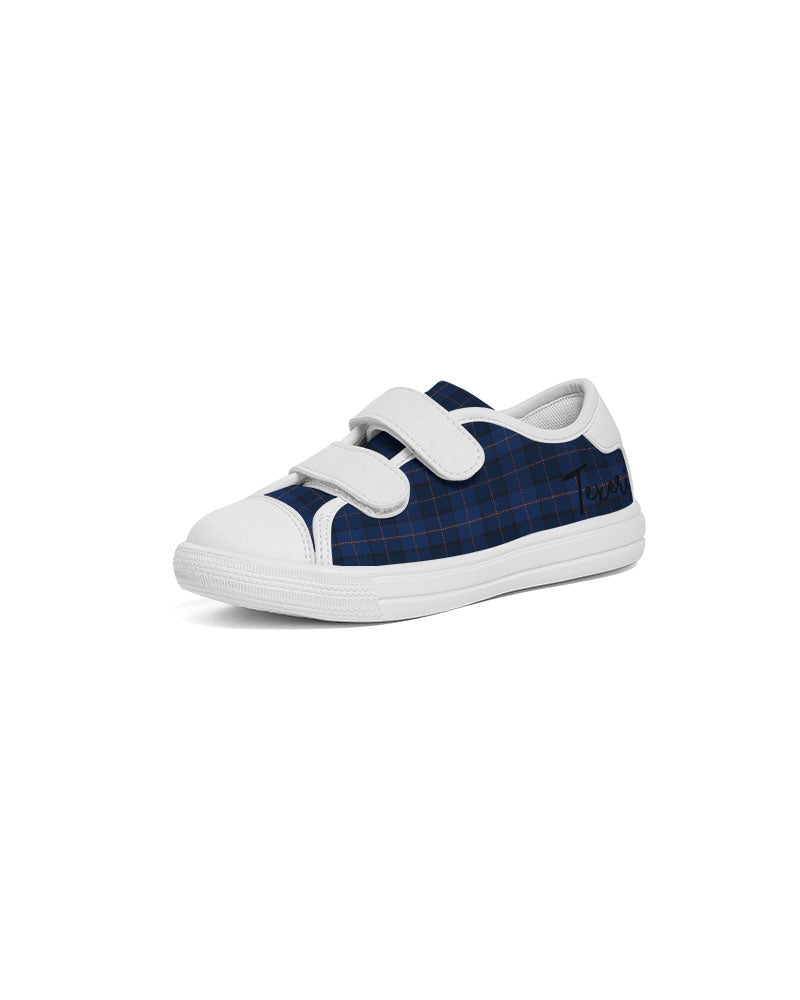 Blue Plaid Kids Velcro Sneaker