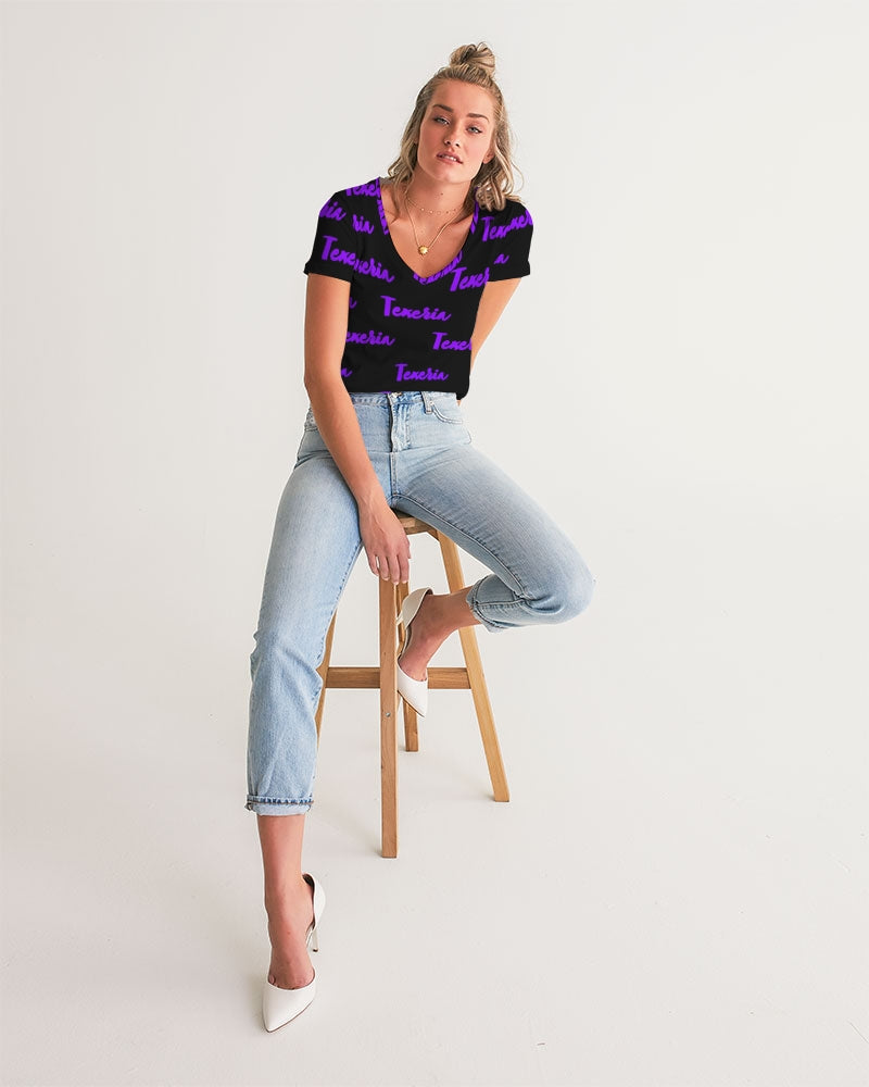 Texeria Monogram purple Women's V-Neck Tee