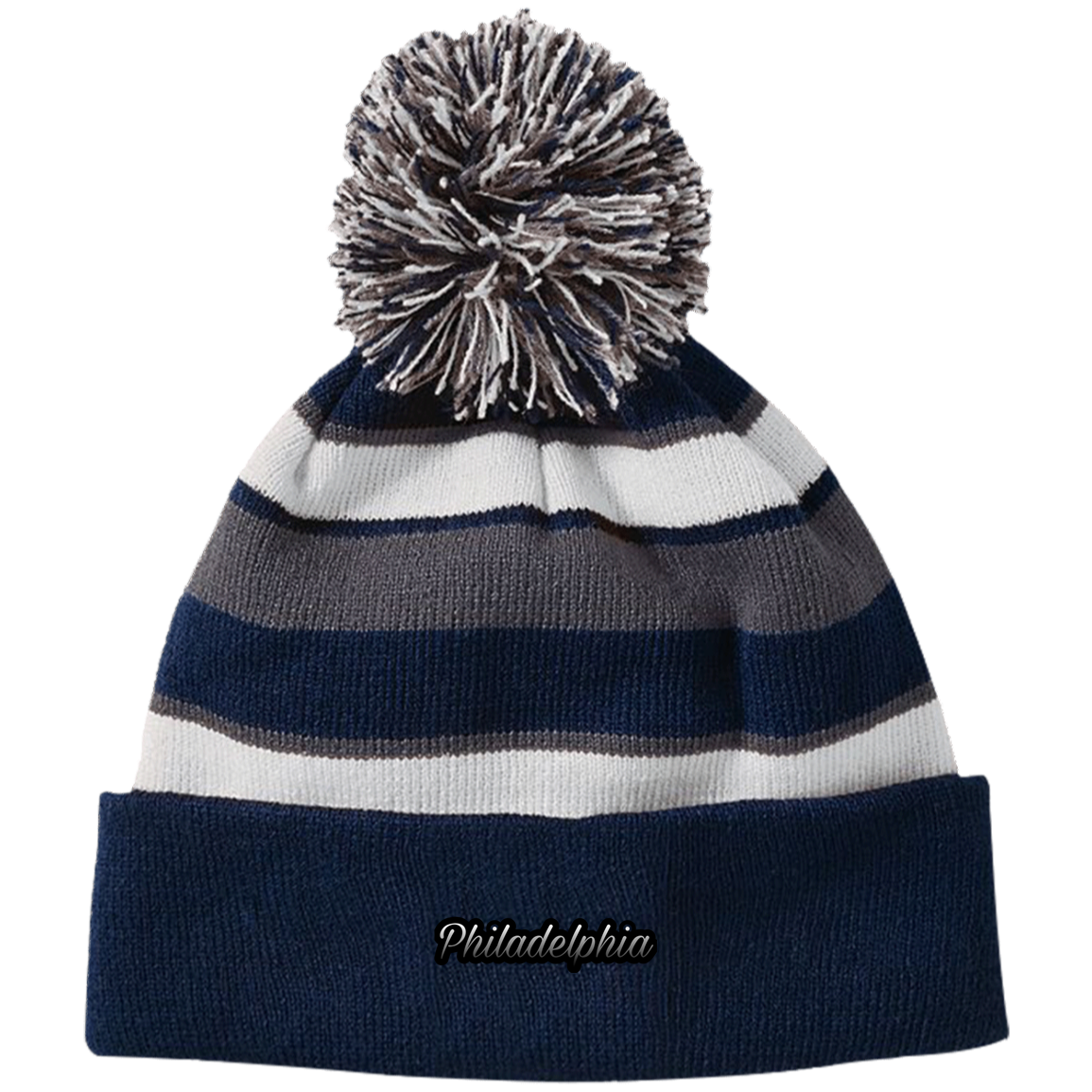Ombre Philadelphia Siped Beanie with Pom
