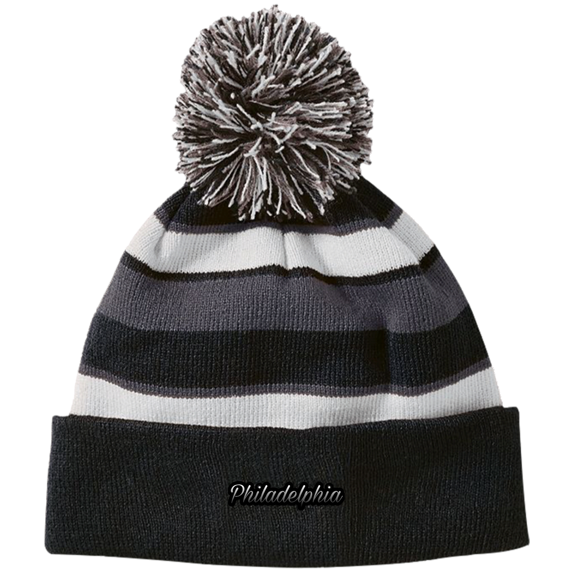Ombre Philadelphia Siped Beanie with Pom