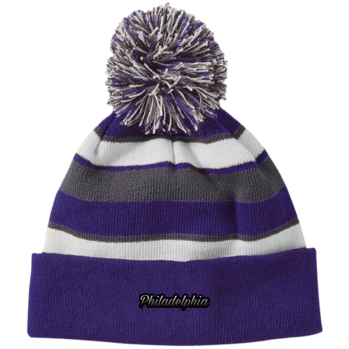 Ombre Philadelphia Siped Beanie with Pom