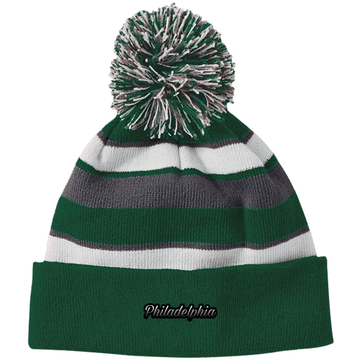 Ombre Philadelphia Siped Beanie with Pom