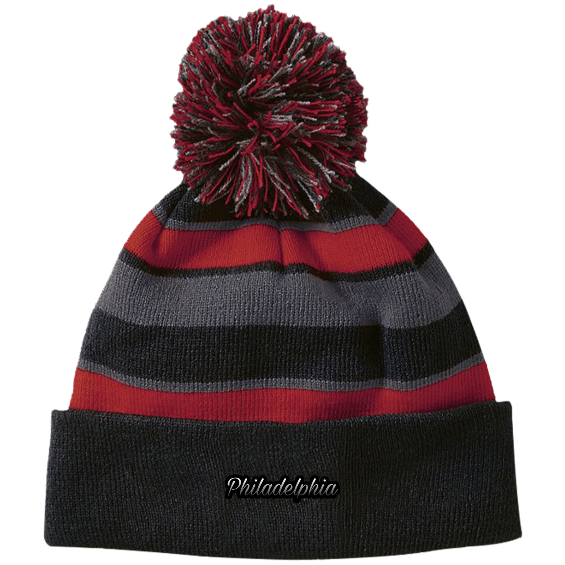 Ombre Philadelphia Siped Beanie with Pom