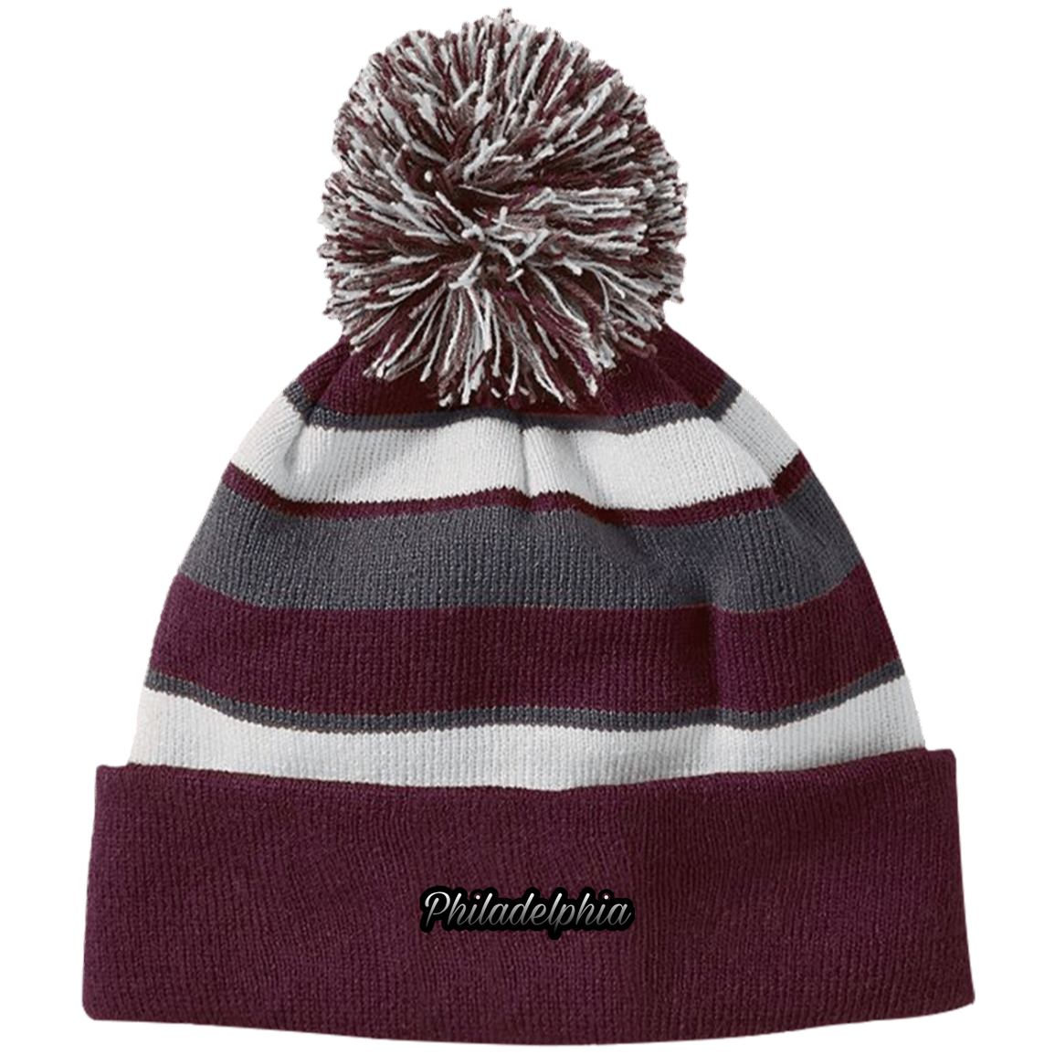 Ombre Philadelphia Siped Beanie with Pom