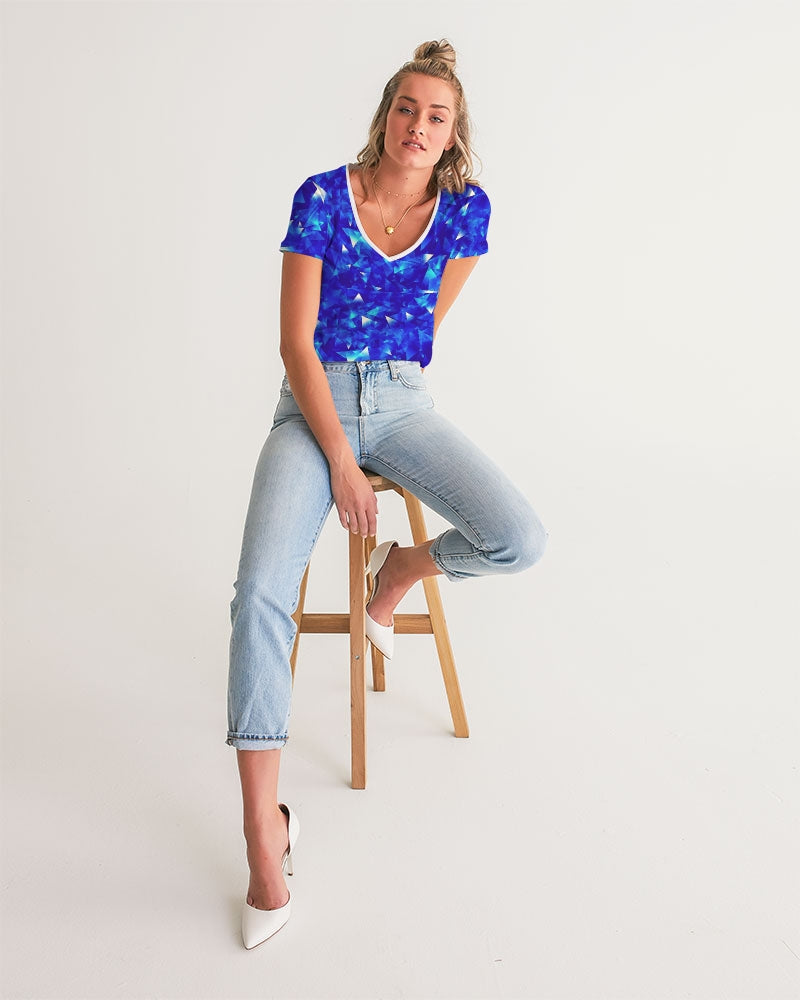 Crystal Blue Women's V-Neck Tee