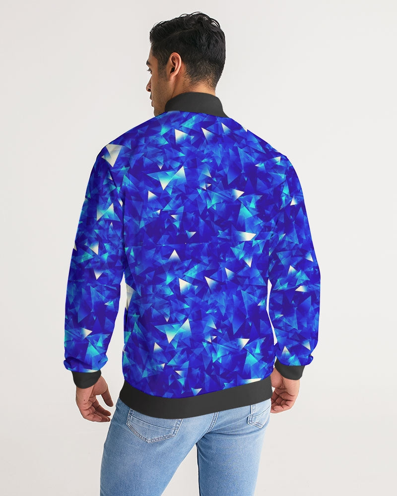 Crystal Blue Men's Stripe-Sleeve Track Jacket