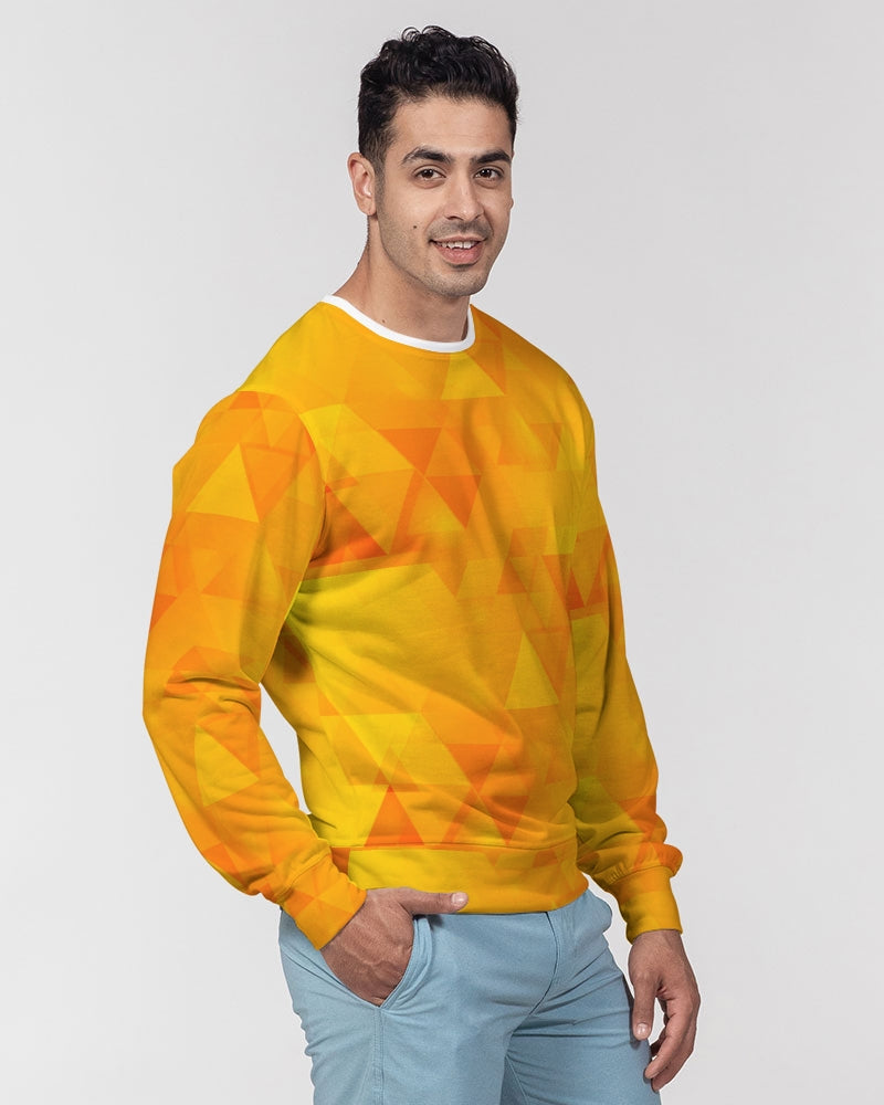 Orange Abstract Men's Classic French Terry Crewneck Pullover