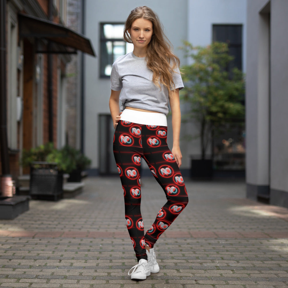 No Love 3 White Leggings with pockets