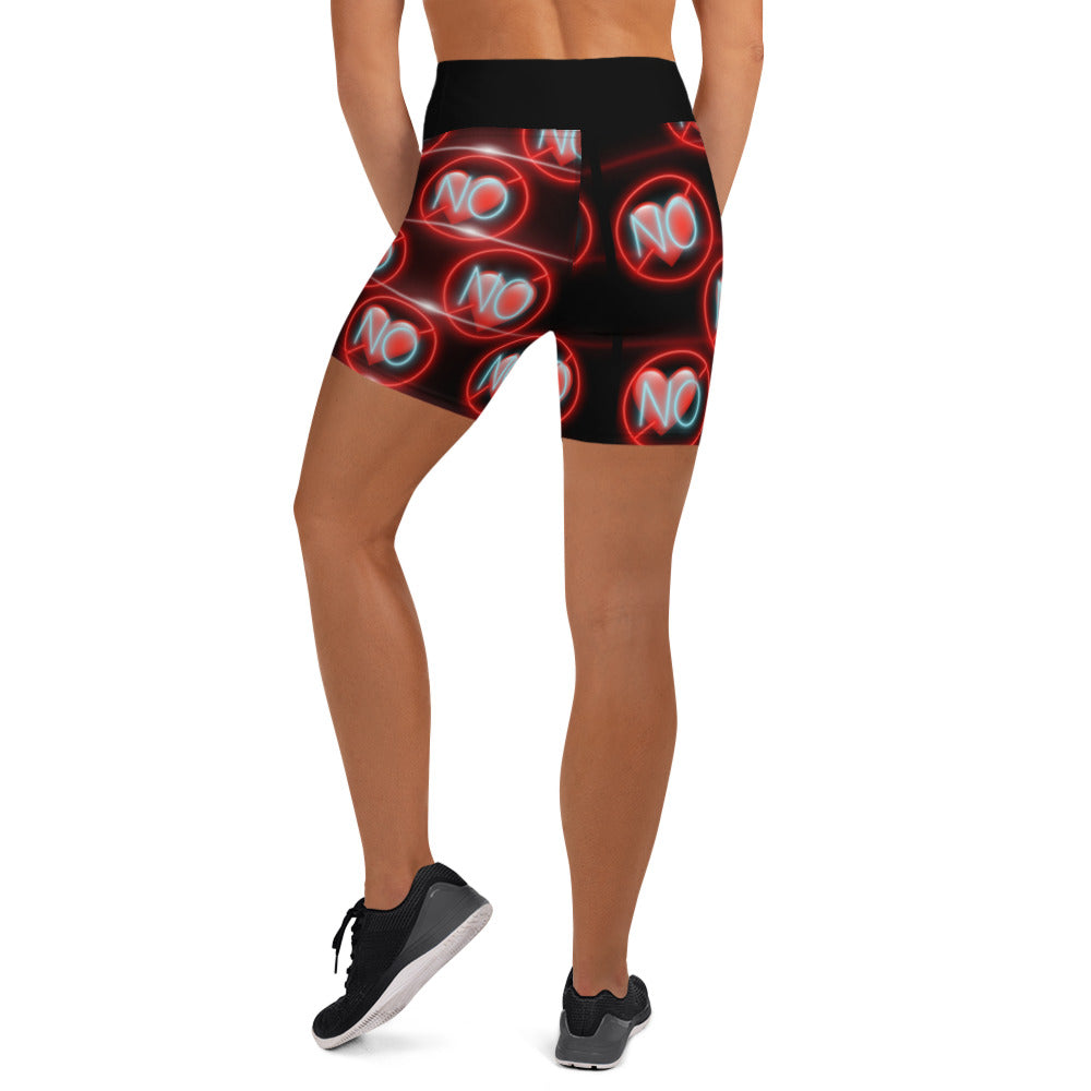 No Love 3 black Yoga Shorts with pockets