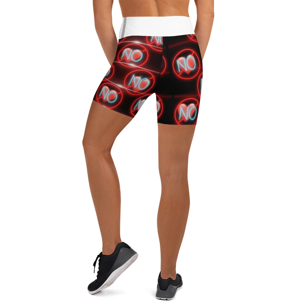 No Love 3 white Yoga Shorts without pockets