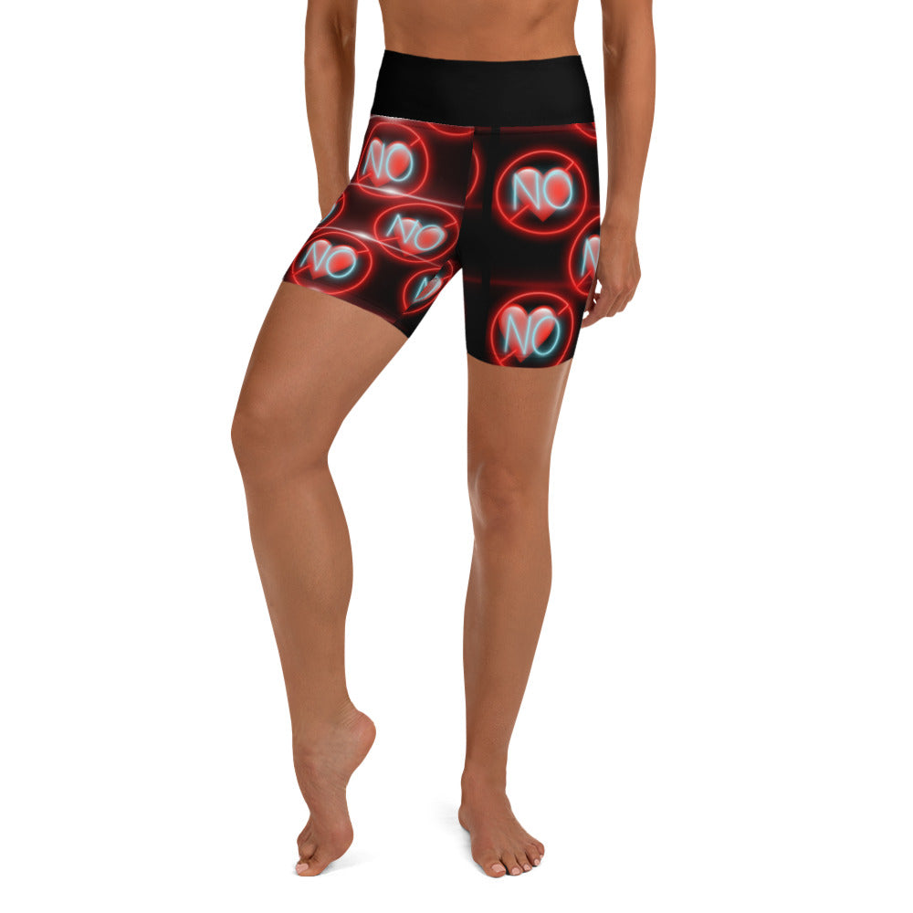 No Love 3 black Yoga Shorts without pockets