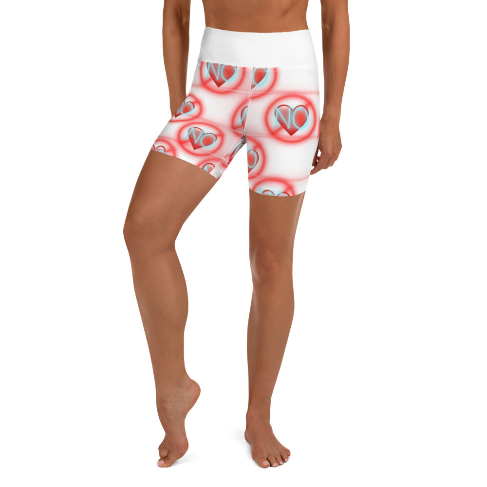 No Love 2 white Yoga Shorts without pockets