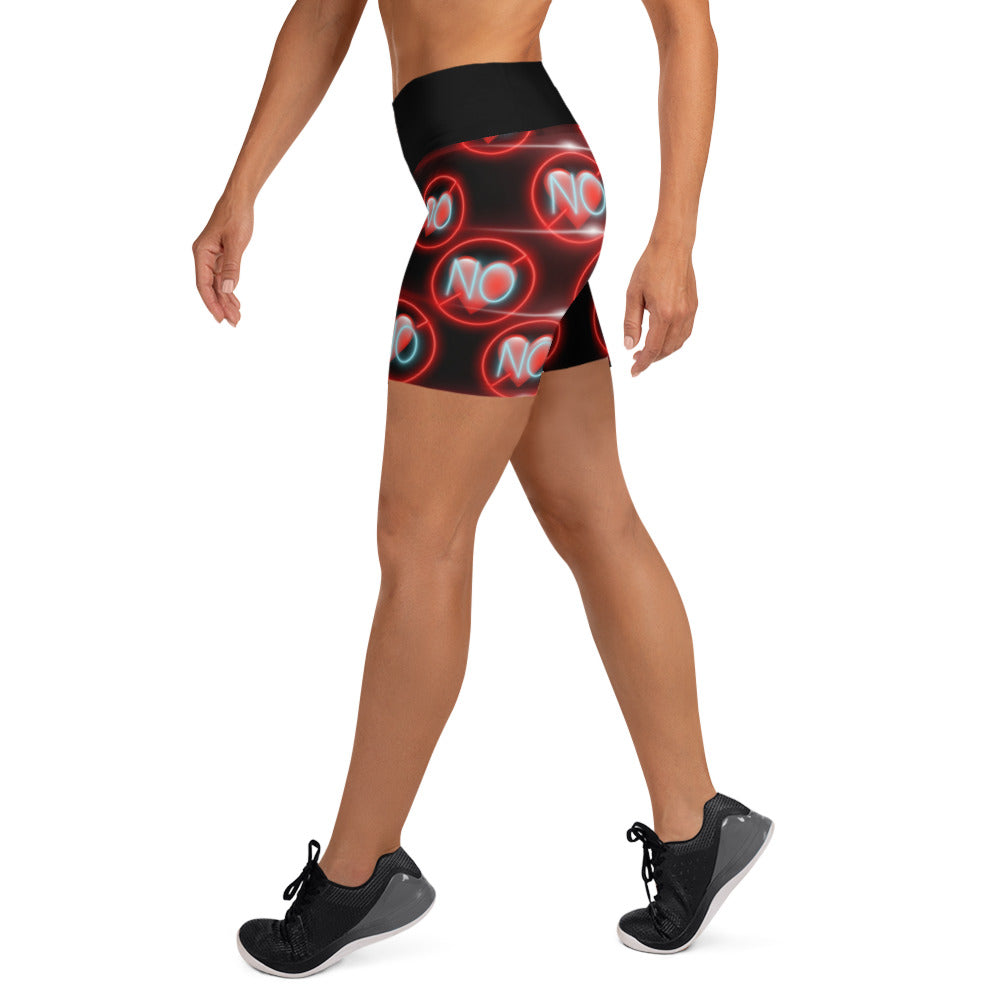 No Love 3 black Yoga Shorts with pockets