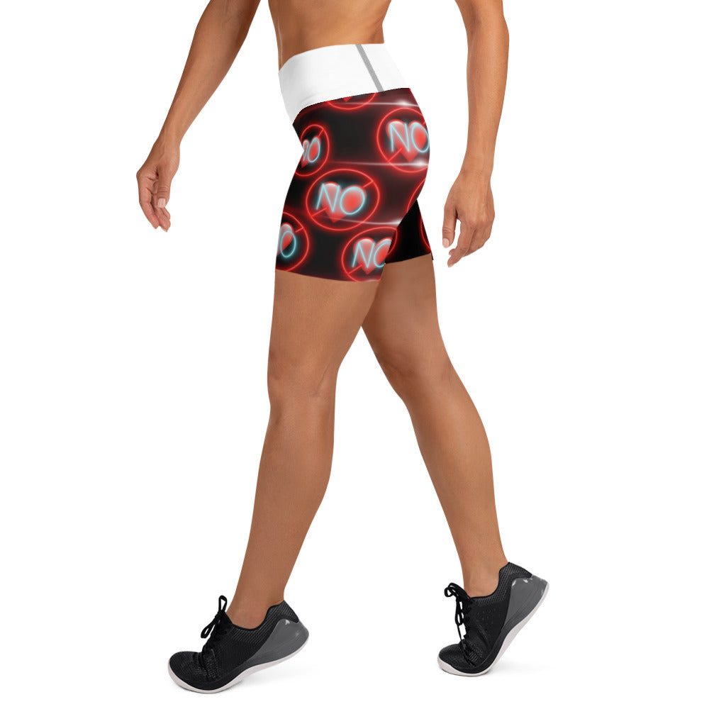 No Love 3 white Yoga Shorts without pockets