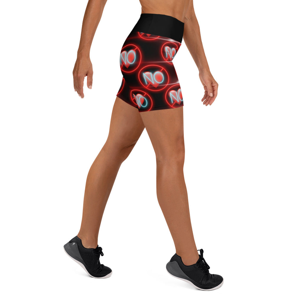 No Love 3 black Yoga Shorts with pockets