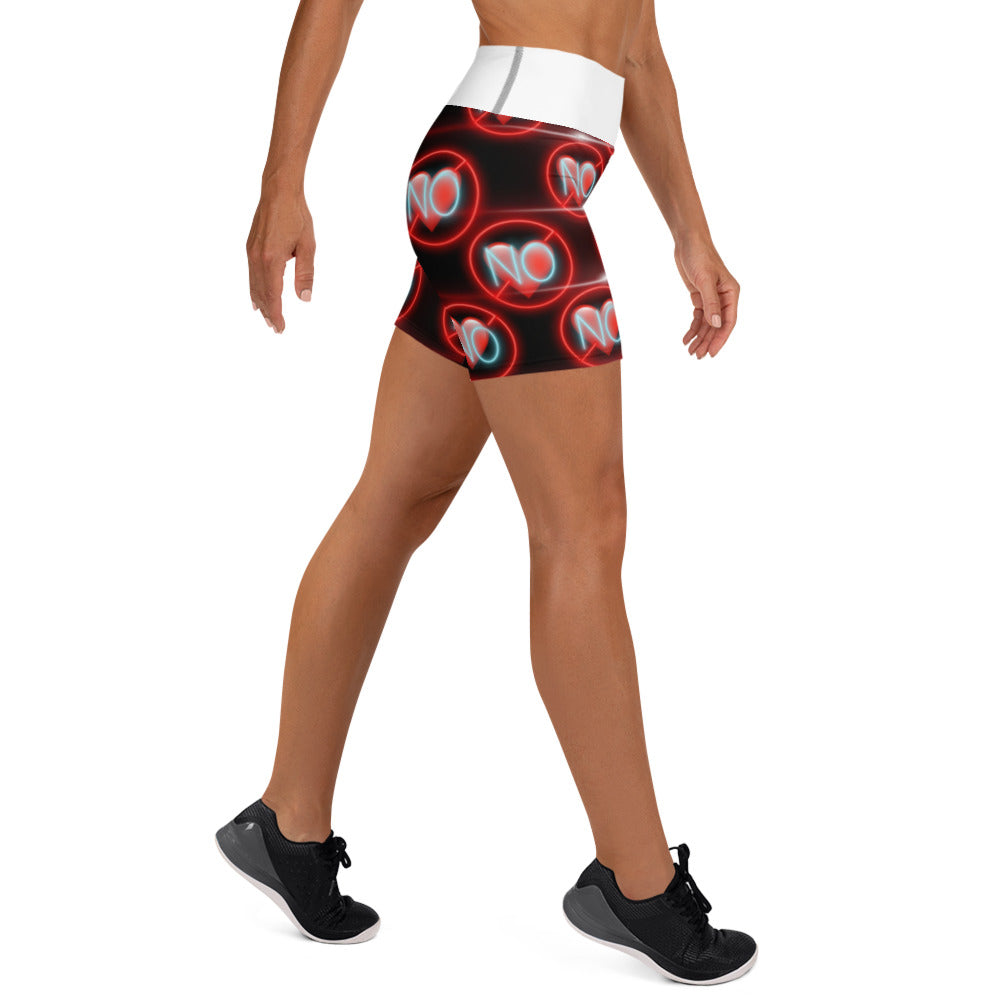 No Love 3 white Yoga Shorts without pockets