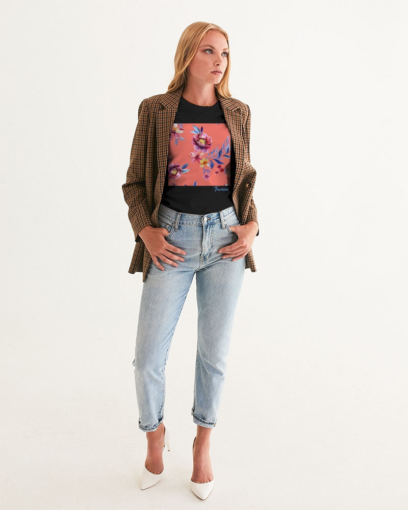 Peach Floral Women's Graphic Tee