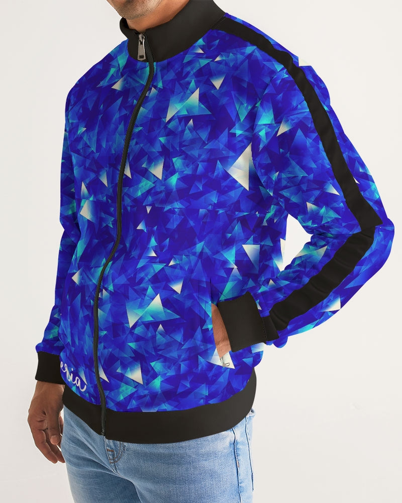 Crystal Blue Men's Stripe-Sleeve Track Jacket