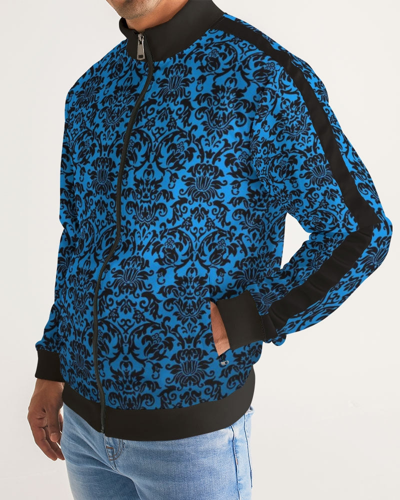 chandelier blue Men's Stripe-Sleeve Track Jacket