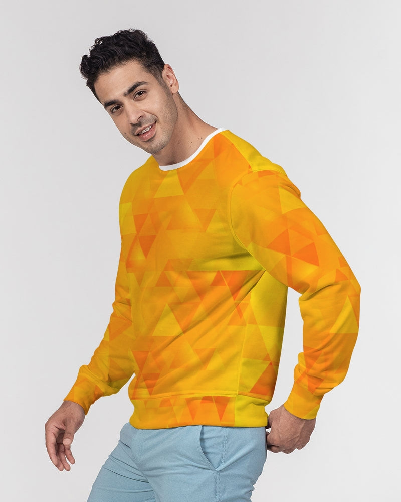 Orange Abstract Men's Classic French Terry Crewneck Pullover