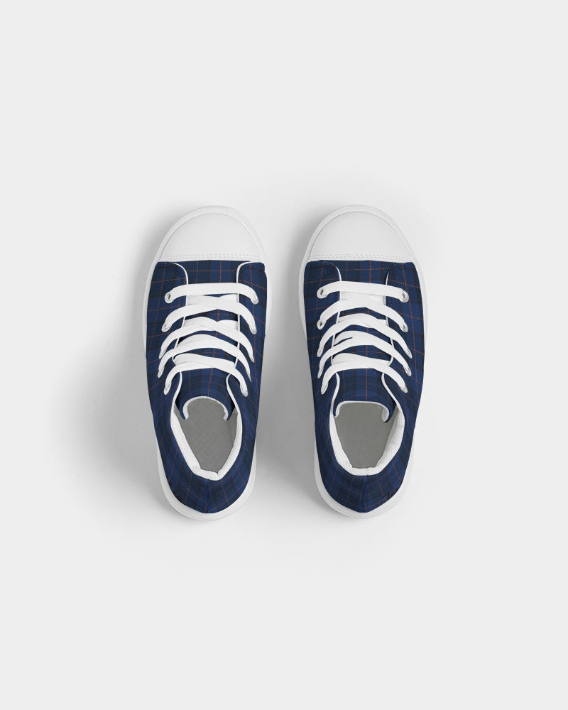 Blue Plaid Kids Hightop Canvas Shoe