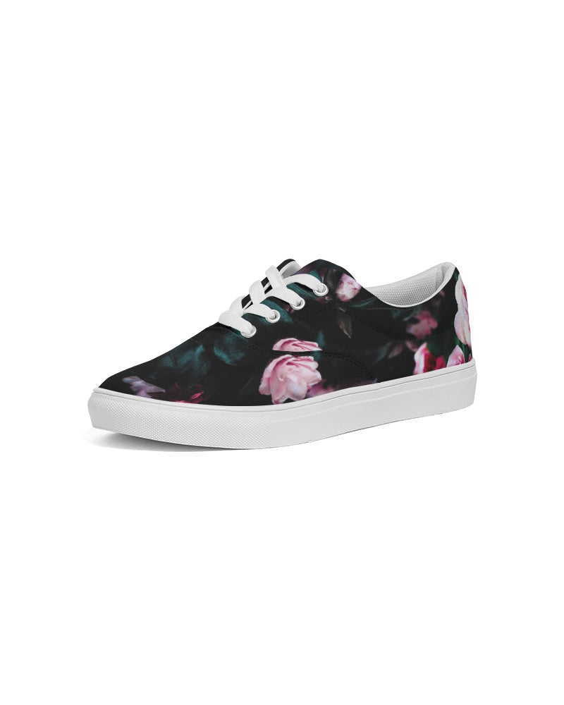 Dark Floral Women's Lace Up Canvas Shoe