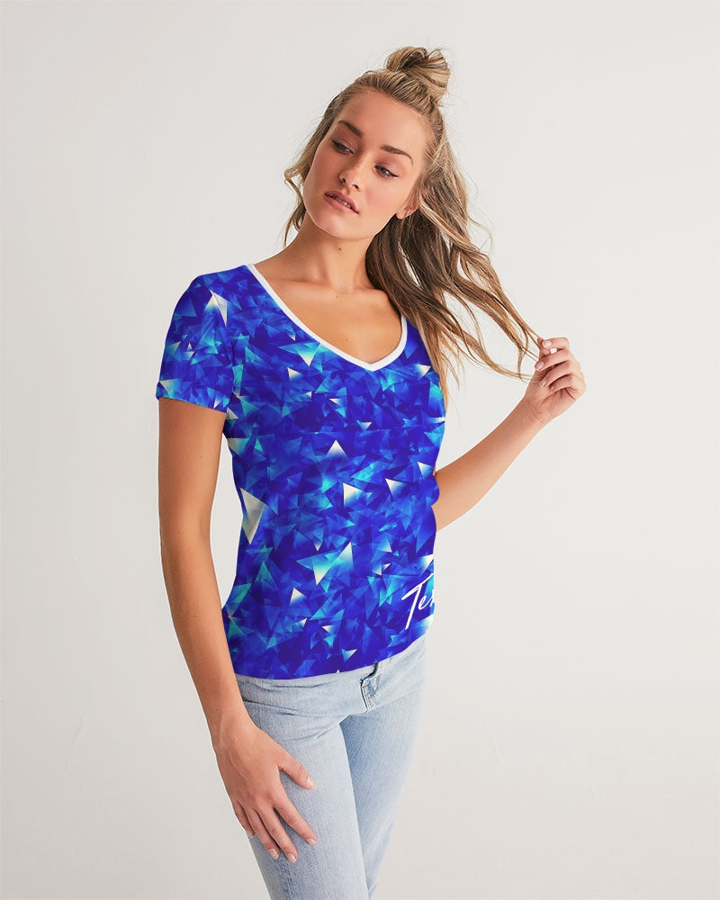 Crystal Blue Women's V-Neck Tee