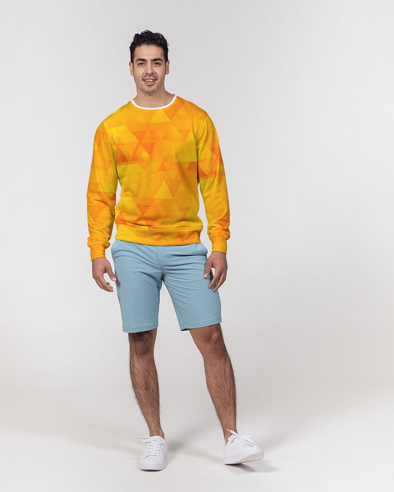 Orange Abstract Men's Classic French Terry Crewneck Pullover