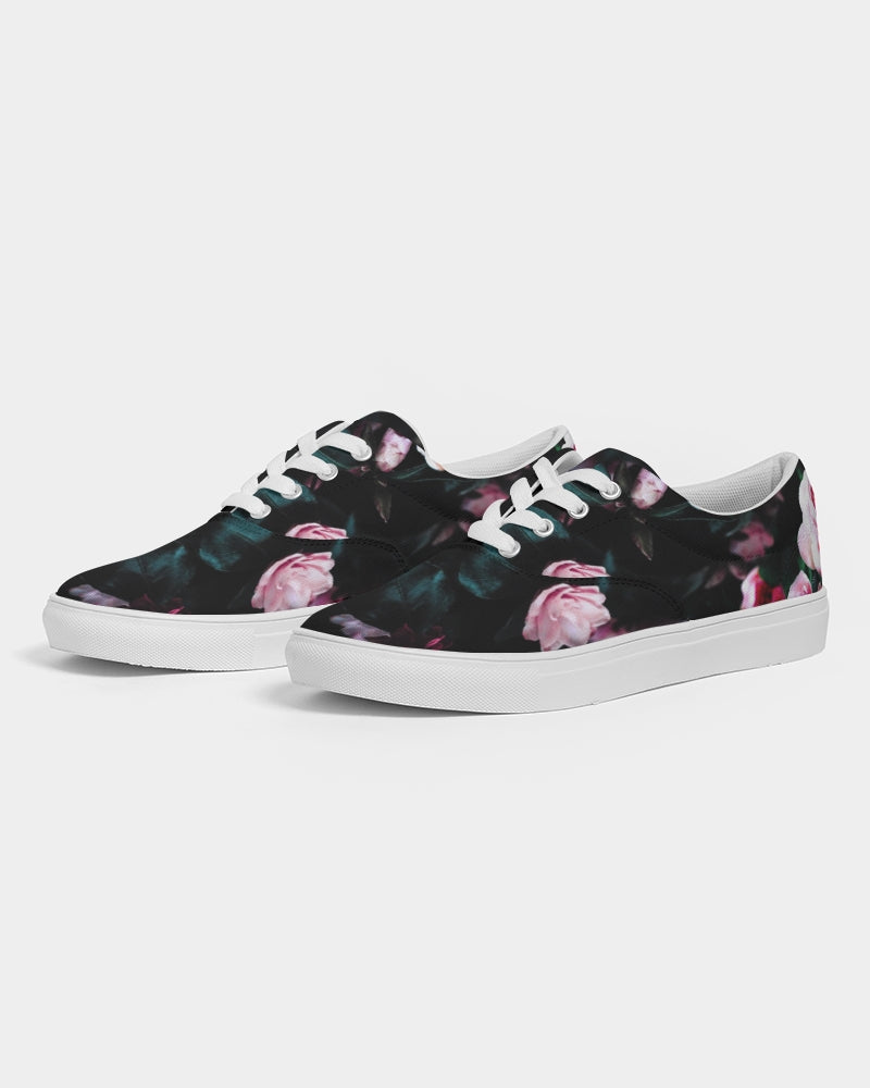 Dark Floral Women's Lace Up Canvas Shoe