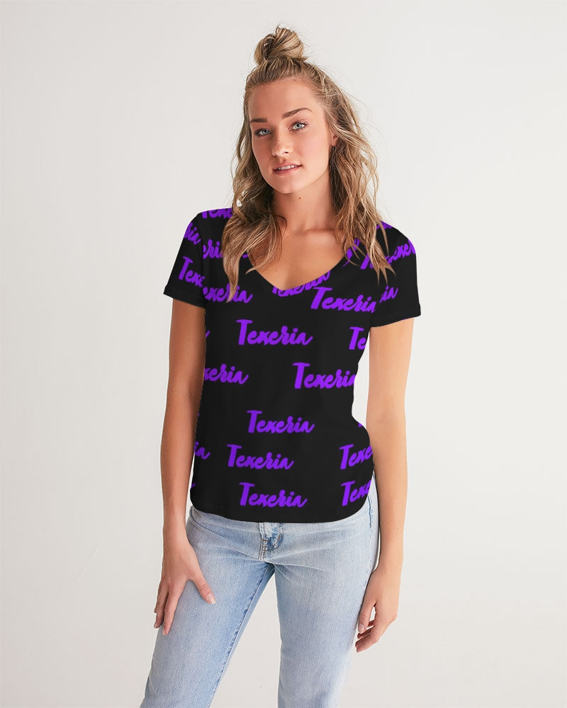 Texeria Monogram purple Women's V-Neck Tee